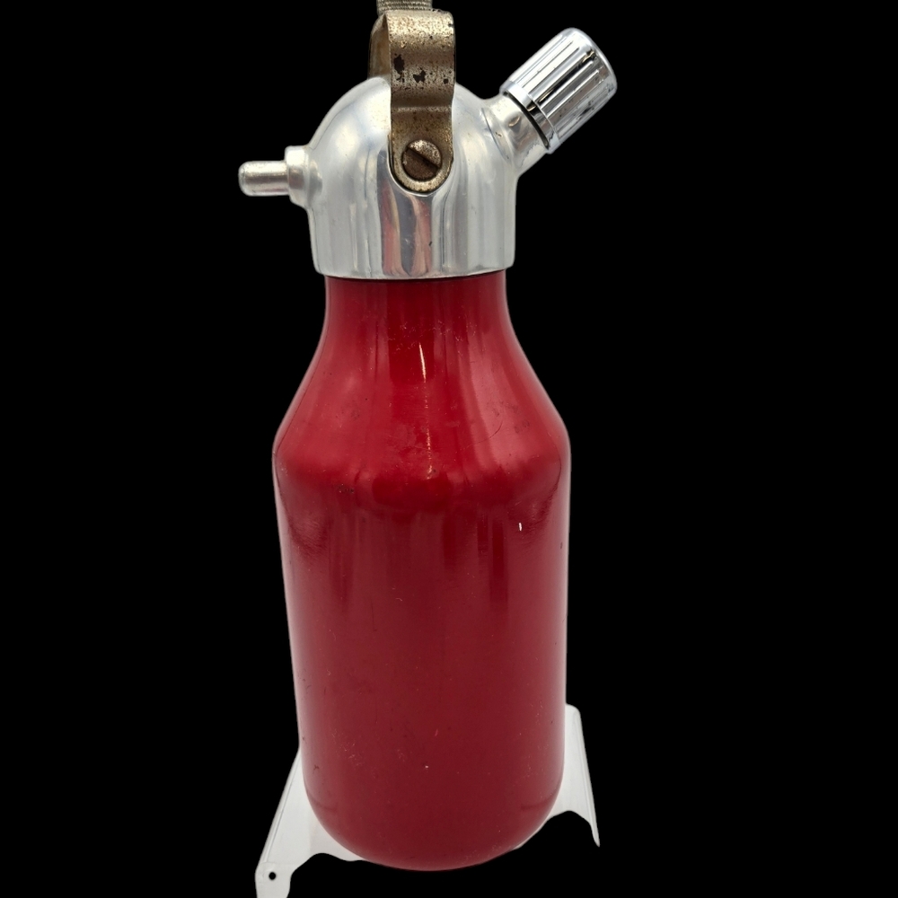 Vintage Kayser Red Soda Siphon with Chrome Accents